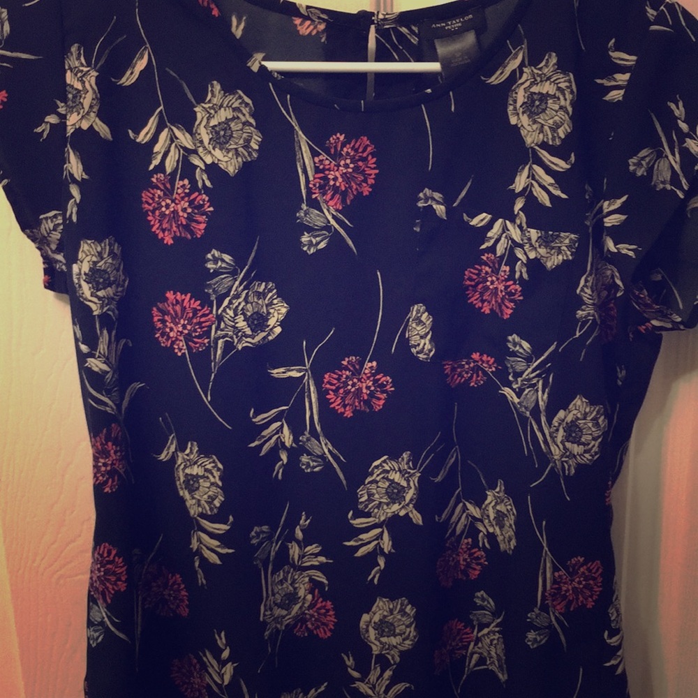 Ann Taylor Blue Flowered Blouse